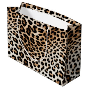Grand Sac Cadeau Empreinte de léopard noir crème
