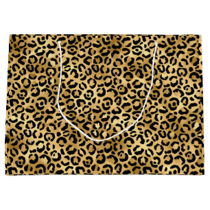 Grand Sac Cadeau Empreinte de léopard noir et or Cheetah Poster de 