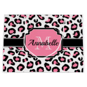 Grand Sac Cadeau Empreinte de léopard rose (Devant)