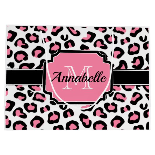 Grand Sac Cadeau Empreinte de léopard rose (Dos)