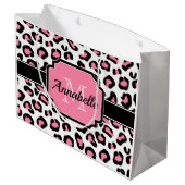 Grand Sac Cadeau Empreinte de léopard rose (Dos Angle)