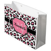 Grand Sac Cadeau Empreinte de léopard rose (Devant Angle)
