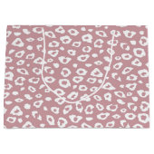 Grand Sac Cadeau Empreinte de léopard rose et blanc (Devant)