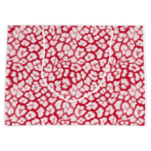 Grand Sac Cadeau Empreinte de léopard rouge et blanc (Devant)