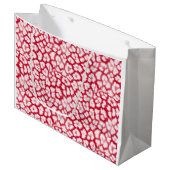 Grand Sac Cadeau Empreinte de léopard rouge et blanc (Devant Angle)