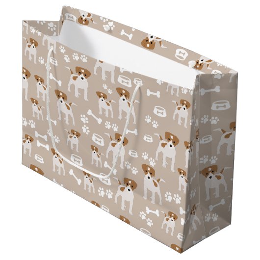 Grand Sac Cadeau Empreinte de patte de chiot de chien mignon Motif (Devant Angle)