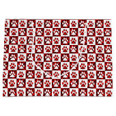 Grand Sac Cadeau Empreinte de patte rouge À damiers Motif (Devant)