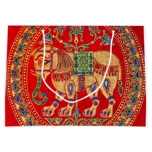 Grand Sac Cadeau Empreinte d'éléphants d'Inde orientale (Devant)