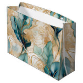 Grand Sac Cadeau Encre d'alcool Abstraite avec accents d'or (Dos Angle)