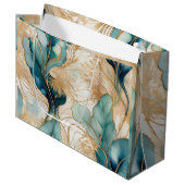 Grand Sac Cadeau Encre d'alcool Abstraite avec accents d'or (Devant Angle)