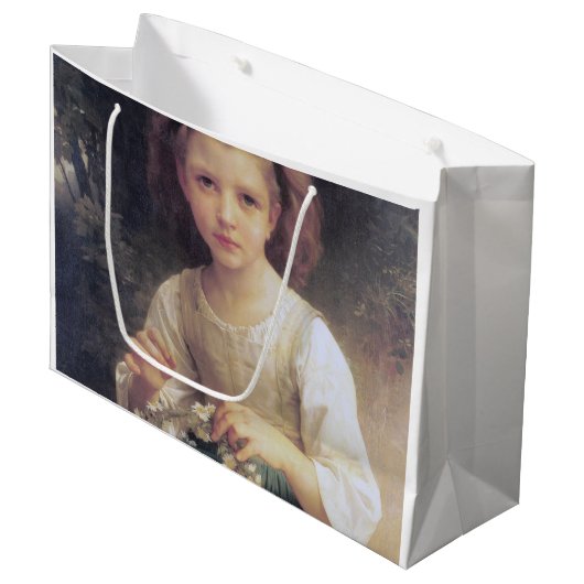 Grand Sac Cadeau Enfant Braiing a Crown, Bouguereau (Devant Angle)