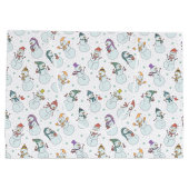 Grand Sac Cadeau Enfants Noël mignon Snowman en Casquette (Dos)