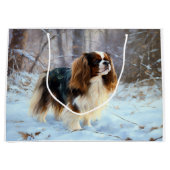 Grand Sac Cadeau English Toy Spaniel Laisser Neige Noël (Devant)