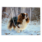 Grand Sac Cadeau English Toy Spaniel Laisser Neige Noël (Dos)