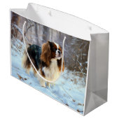 Grand Sac Cadeau English Toy Spaniel Laisser Neige Noël (Dos Angle)