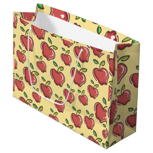 Grand Sac Cadeau Enseignant Pommes Arbre Motif Enseignant d'art pré (Devant Angle)