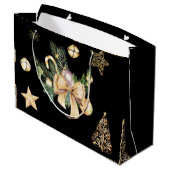 Grand Sac Cadeau Enveloppe cadeau de Noël en noir et or personnalis (Dos Angle)