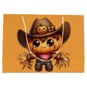 Grand Sac Cadeau Épouvantail d'automne western (Dos)