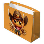 Grand Sac Cadeau Épouvantail d'automne western (Dos Angle)