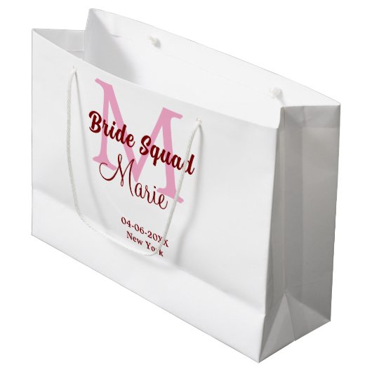 Grand Sac Cadeau Equipe de mariée ajouter nom monogramme demoiselle (Devant Angle)