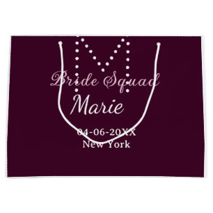 Grand Sac Cadeau Équipe de mariée ajoutez nom monogramme demoiselle