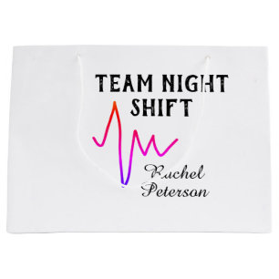 Grand Sac Cadeau Équipe infirmière de nuit docteur médical nom cœur