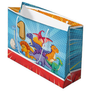 Grand Sac Cadeau ęr Partie de dinosaure d'anniversaire