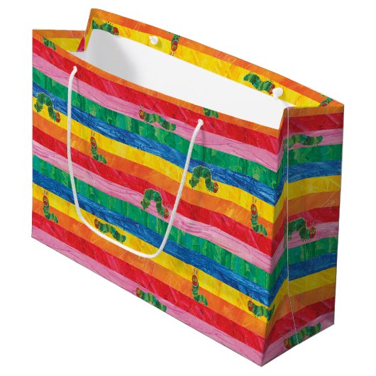 Grand Sac Cadeau Eric Carle | Caterpillar Rainbow Stripe Motif (Devant Angle)