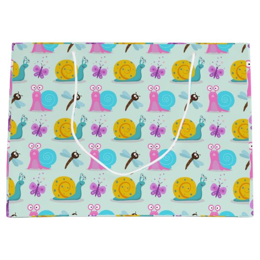 Grand Sac Cadeau Escargots, papillons et libellules (Devant)