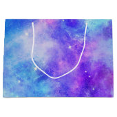 Grand Sac Cadeau Espace de galaxie violet et bleu Abstrait (Devant)