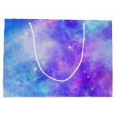 Grand Sac Cadeau Espace de galaxie violet et bleu Abstrait (Dos)
