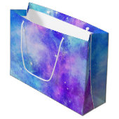 Grand Sac Cadeau Espace de galaxie violet et bleu Abstrait (Devant Angle)