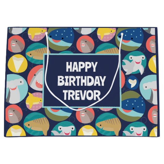 Grand Sac Cadeau Espèces de requins mignons (Devant)