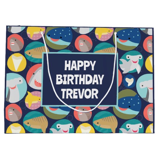 Grand Sac Cadeau Espèces de requins mignons (Dos)