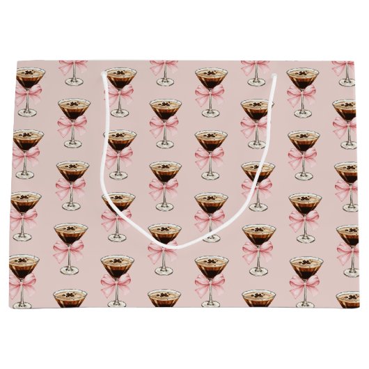 Grand Sac Cadeau Espresso Martini Pattern Pink (Devant)