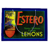 Grand Sac Cadeau Estero citrons 1940s crate de fruits imprimé étiqu (Dos)