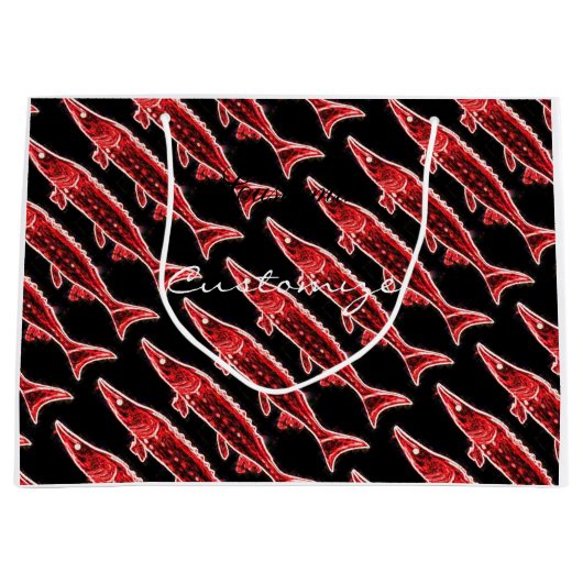 Grand Sac Cadeau Esturgeons de natation customisés (Devant)