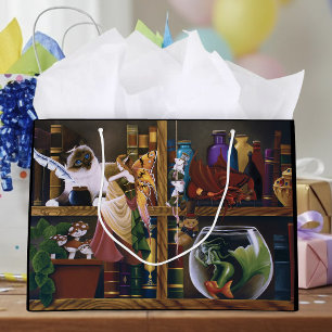 Grand Sac Cadeau Étagères de bibliothèque de fantaisie cosy fantais