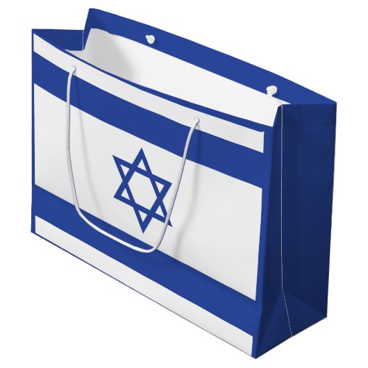 Grand Sac Cadeau Etat d'Israël Drapeau, Étoile de David Juifs (Devant Angle)