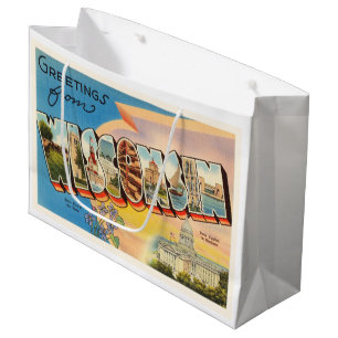 Grand Sac Cadeau État souvenir de Vintage voyage de WI du Wisconsin