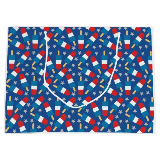 Grand Sac Cadeau Été 4 juillet Patriotique Popsicles (Devant)