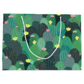 Grand Sac Cadeau Été Vert Turquoise Cactus Gold points Design migno (Dos)