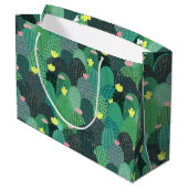 Grand Sac Cadeau Été Vert Turquoise Cactus Gold points Design migno (Dos Angle)