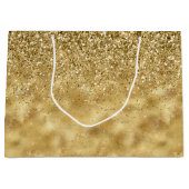 Grand Sac Cadeau Étincelle de Parties scintillant d'or            (Devant)