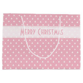 Grand Sac Cadeau Étiquette cadeau : Joyeux Noël motif arbre rose (Dos)