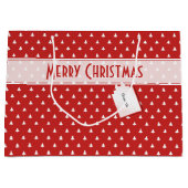 Grand Sac Cadeau Étiquette cadeau nom : Joyeux Noël arbre rouge mot (Devant)