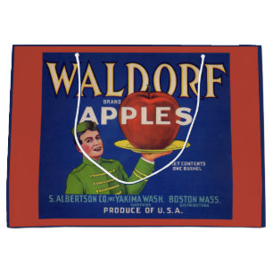Grand Sac Cadeau Étiquette de caisse de pommes Waldorf des années 1