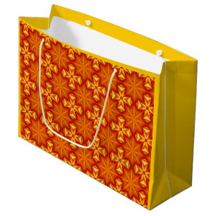 Grand Sac Cadeau Étoile, feu, croix, motif orange et jaune