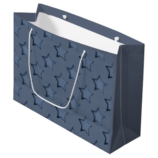 Grand Sac Cadeau étoiles bleues (Devant Angle)