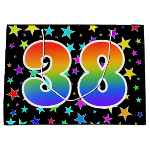 Grand Sac Cadeau Étoiles colorées + Motif arc-en-ciel "38" N° d'évé